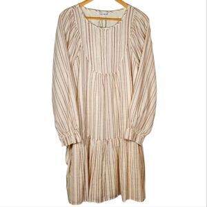 Elizabeth and James Dress‎ Long Sleeve Short Ruffle Cream Cotton Peasant XL